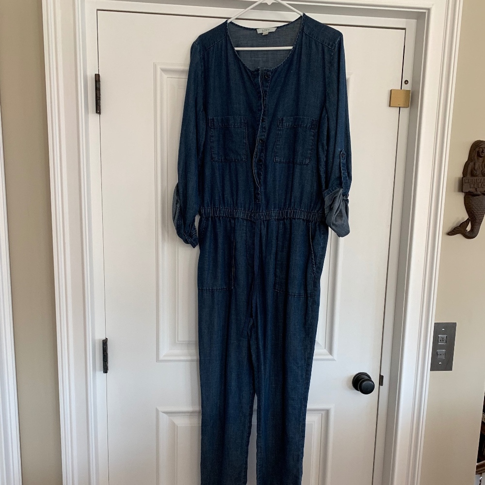 Womens Ann Taylor Loft Denim Jumpsuit